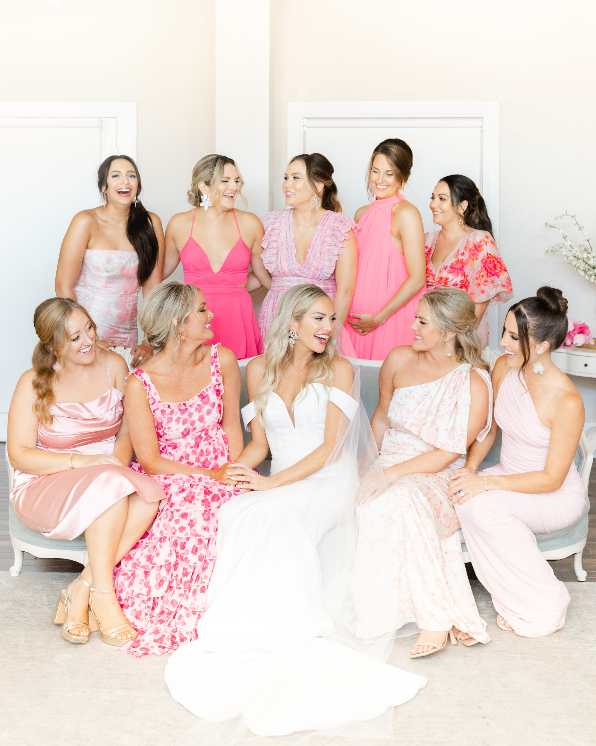 Bride and bridesmaids in The White Room Bridal Suite